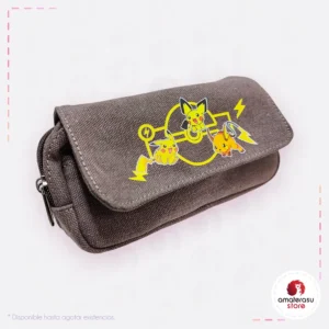 Cartuchera lona gris Pokemon pikachu